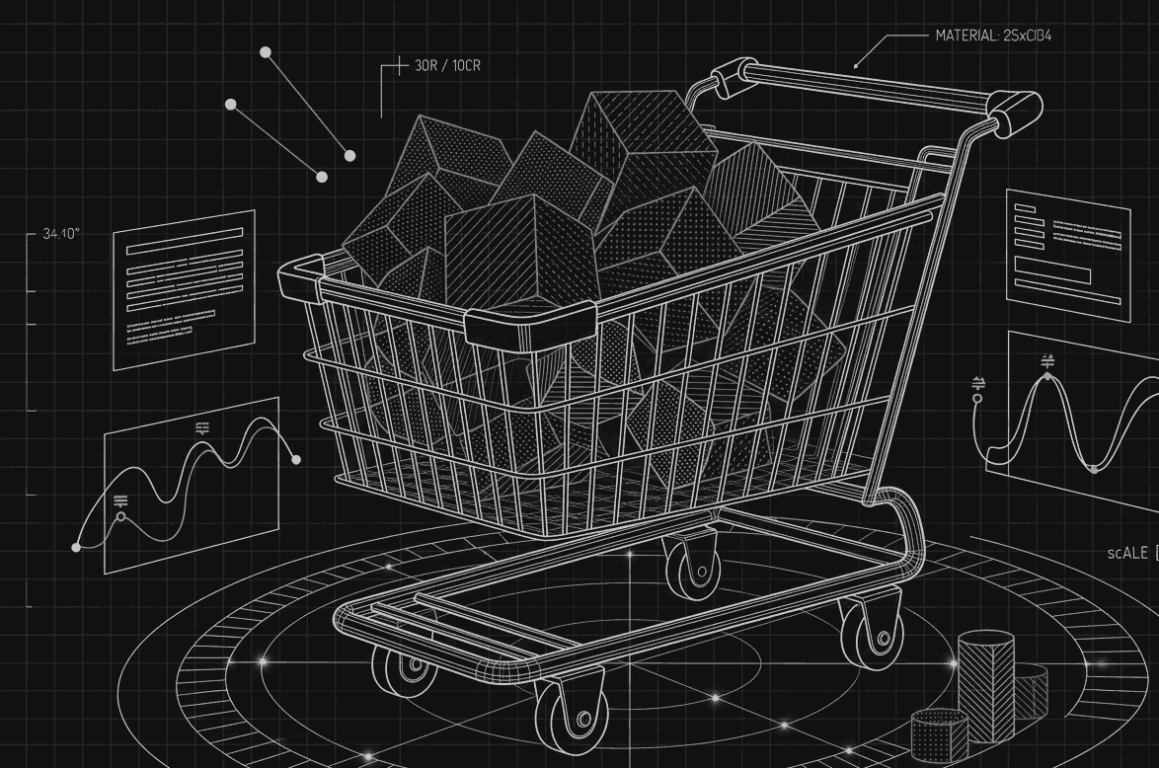 Abstract commerce and operational systems backdrop